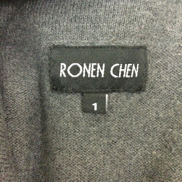 Ronen Chen Sweater Dress Cotton Blend Cowl Neck Short Sleeve Gray Sz 1 US 6 - Picture 5 of 8